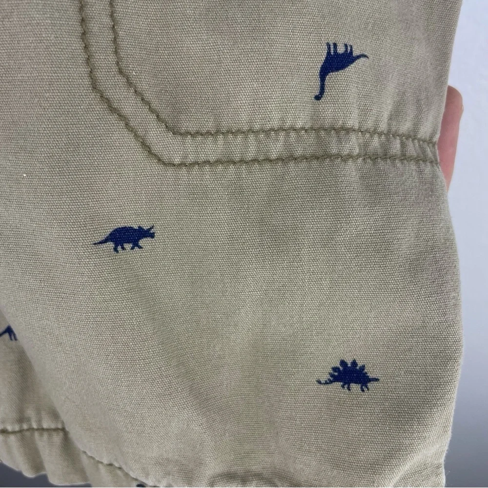CARTER'S Boys Kids Toddler Khaki Shorts with Navy Blue Dino Print Size 24 Months